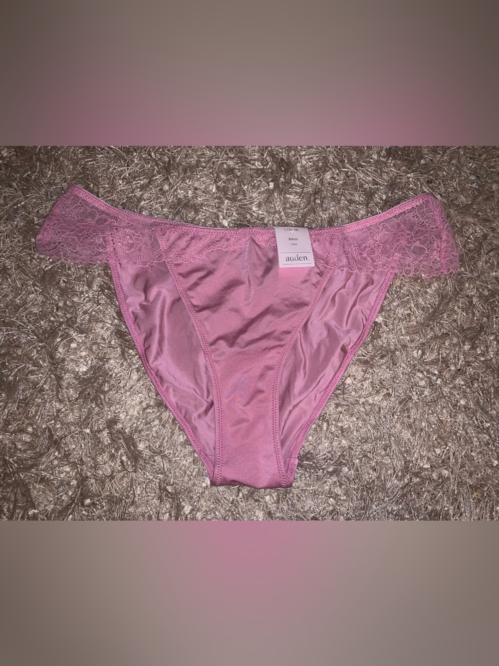 Auden Rose Pink Lace-Trim Bikini Panty L NWT